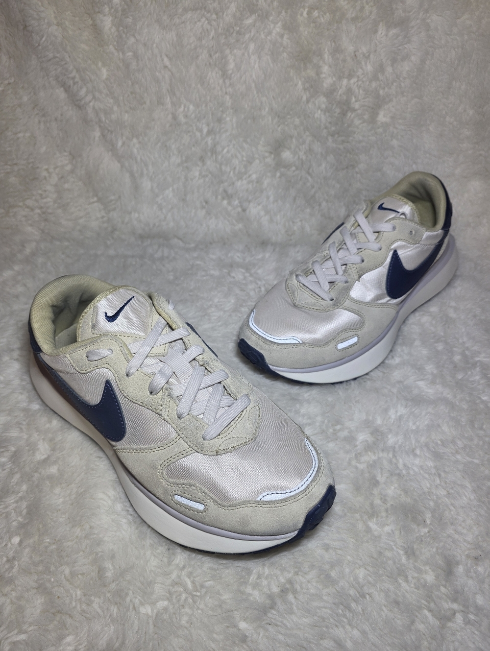 Nike Phoenix Waffle Light Orewood Brown Navy Retro Sneakers EUC Womens Size 9